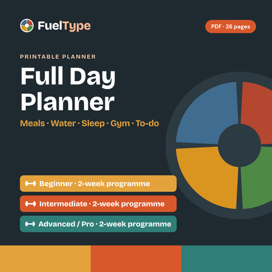 Full Day Planner: Meals, Water, Sleep, To-Do & 3-Level Gym Programmes cover
